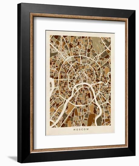 Moscow City Street Map-Michael Tompsett-Framed Art Print