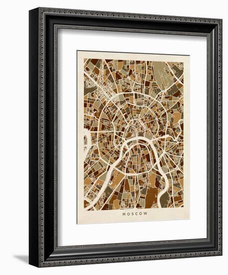 Moscow City Street Map-Michael Tompsett-Framed Art Print