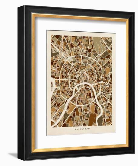 Moscow City Street Map-Michael Tompsett-Framed Art Print