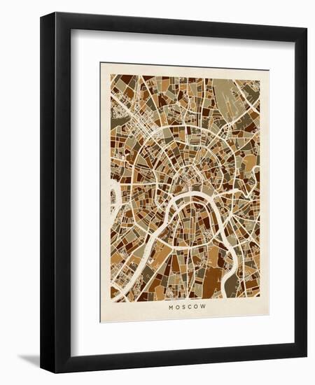 Moscow City Street Map-Michael Tompsett-Framed Premium Giclee Print