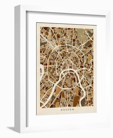 Moscow City Street Map-Michael Tompsett-Framed Premium Giclee Print