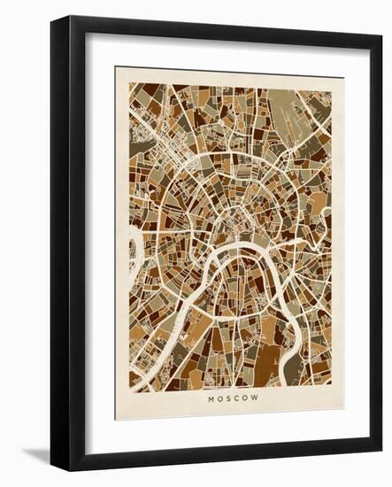 Moscow City Street Map-Michael Tompsett-Framed Art Print