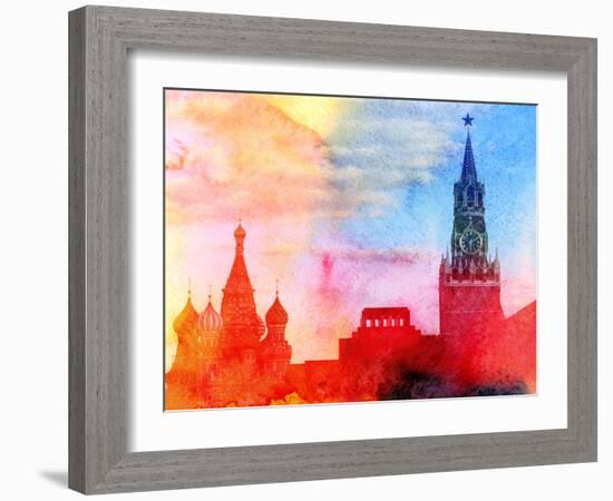 Moscow Kremlin, Lenin Mausoleum and St Basils Cathedral Photographed close Up-Tanor-Framed Photographic Print