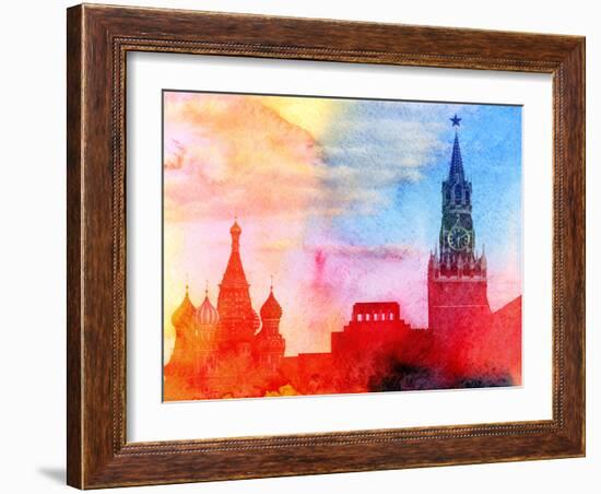 Moscow Kremlin, Lenin Mausoleum and St Basils Cathedral Photographed close Up-Tanor-Framed Photographic Print