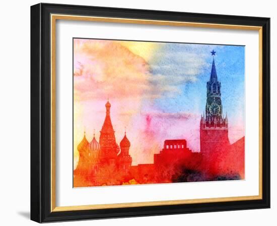 Moscow Kremlin, Lenin Mausoleum and St Basils Cathedral Photographed close Up-Tanor-Framed Photographic Print