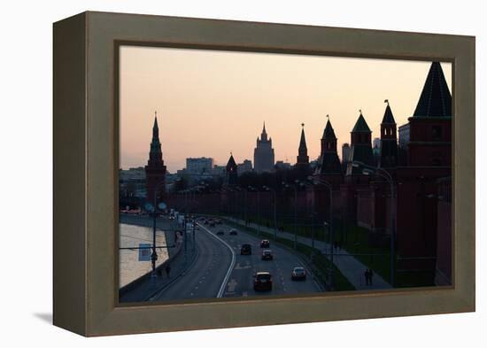 Moscow, Kremlin Shore, Riverside Road, Dusk, Silhouettes-Catharina Lux-Framed Premier Image Canvas