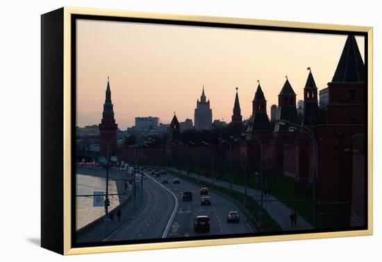 Moscow, Kremlin Shore, Riverside Road, Dusk, Silhouettes-Catharina Lux-Framed Premier Image Canvas