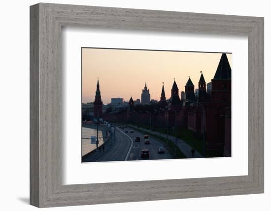 Moscow, Kremlin Shore, Riverside Road, Dusk, Silhouettes-Catharina Lux-Framed Photographic Print