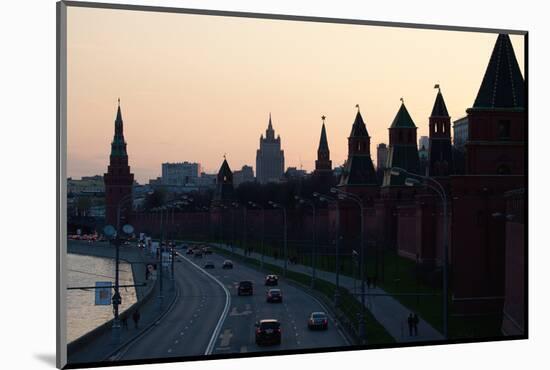 Moscow, Kremlin Shore, Riverside Road, Dusk, Silhouettes-Catharina Lux-Mounted Photographic Print