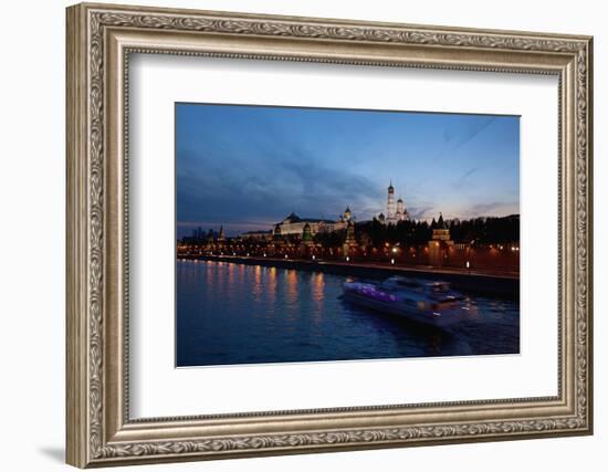 Moscow, Kremlin, View from the Moskva Shore, at Night-Catharina Lux-Framed Photographic Print