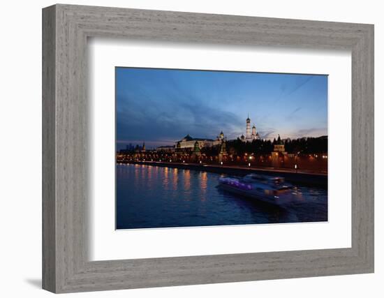 Moscow, Kremlin, View from the Moskva Shore, at Night-Catharina Lux-Framed Photographic Print