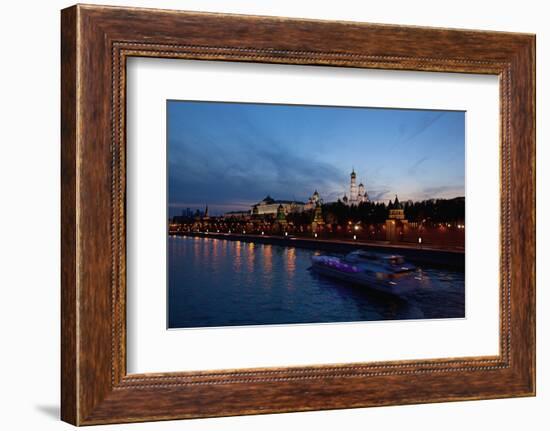 Moscow, Kremlin, View from the Moskva Shore, at Night-Catharina Lux-Framed Photographic Print