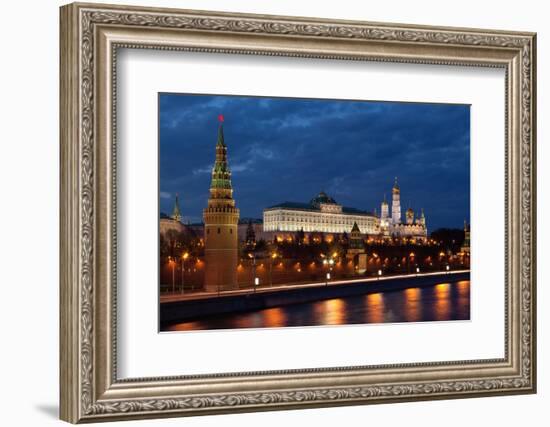 Moscow, Kremlin, View from the Moskva Shore, at Night-Catharina Lux-Framed Photographic Print