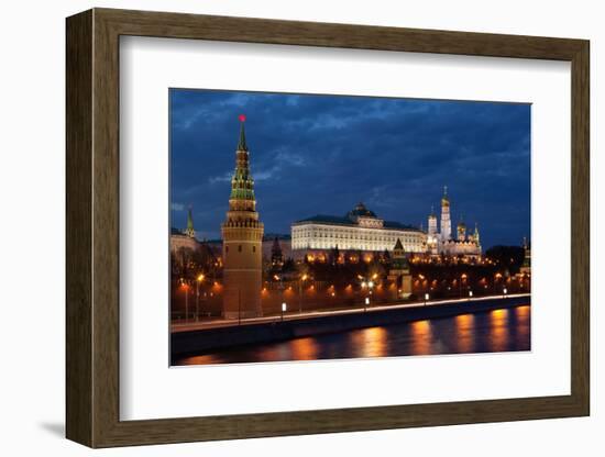 Moscow, Kremlin, View from the Moskva Shore, at Night-Catharina Lux-Framed Photographic Print