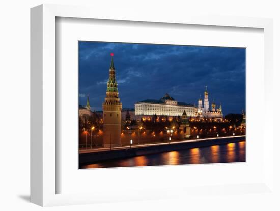 Moscow, Kremlin, View from the Moskva Shore, at Night-Catharina Lux-Framed Photographic Print