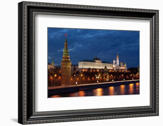 Moscow, Kremlin, View from the Moskva Shore, at Night-Catharina Lux-Framed Photographic Print