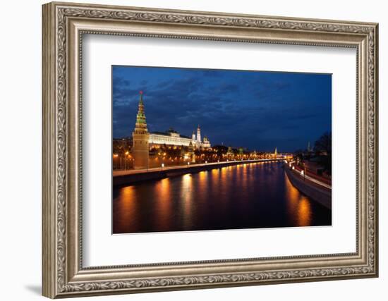 Moscow, Kremlin, View from the Moskwa Bridge, by Night-Catharina Lux-Framed Photographic Print