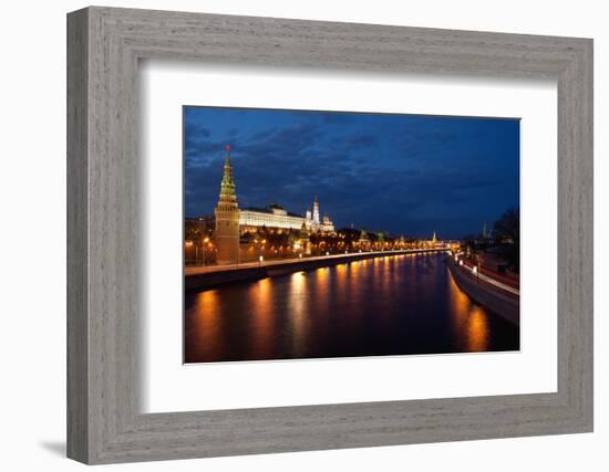 Moscow, Kremlin, View from the Moskwa Bridge, by Night-Catharina Lux-Framed Photographic Print