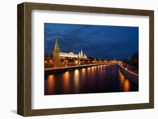 Moscow, Kremlin, View from the Moskwa Bridge, by Night-Catharina Lux-Framed Photographic Print