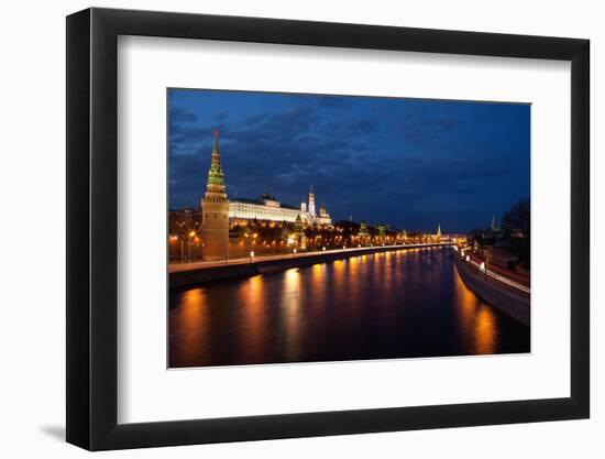 Moscow, Kremlin, View from the Moskwa Bridge, by Night-Catharina Lux-Framed Photographic Print