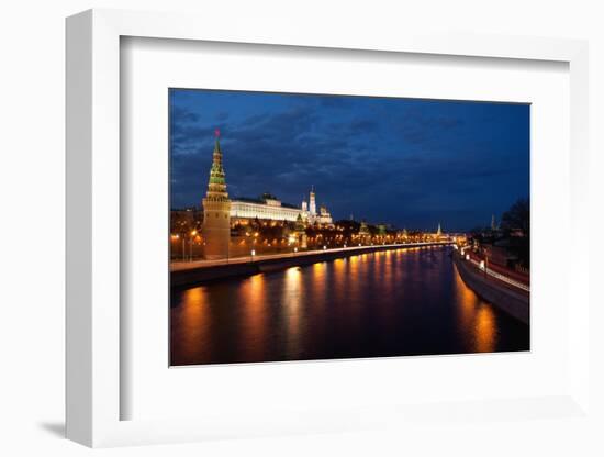 Moscow, Kremlin, View from the Moskwa Bridge, by Night-Catharina Lux-Framed Photographic Print