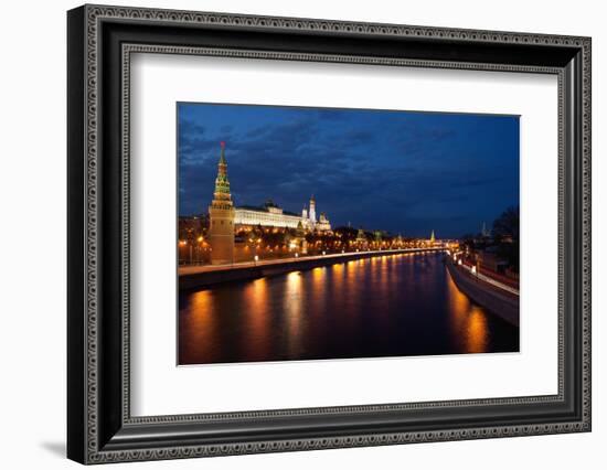 Moscow, Kremlin, View from the Moskwa Bridge, by Night-Catharina Lux-Framed Photographic Print