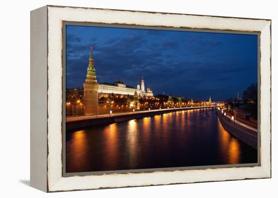 Moscow, Kremlin, View from the Moskwa Bridge, by Night-Catharina Lux-Framed Premier Image Canvas