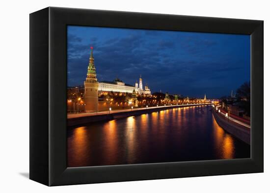 Moscow, Kremlin, View from the Moskwa Bridge, by Night-Catharina Lux-Framed Premier Image Canvas