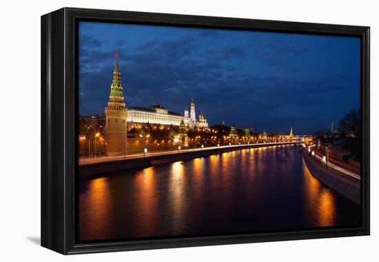 Moscow, Kremlin, View from the Moskwa Bridge, by Night-Catharina Lux-Framed Premier Image Canvas