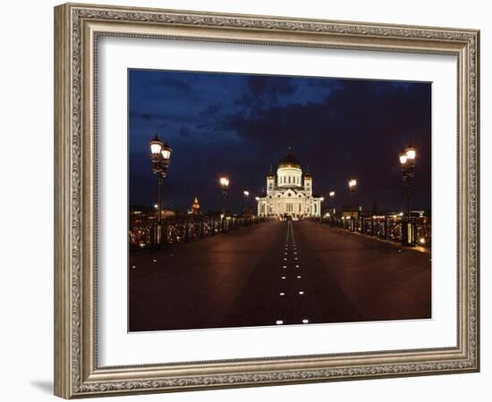 Moscow, Panorama, Christ the Savior Cathedral, by Night-Catharina Lux-Framed Photographic Print