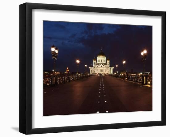 Moscow, Panorama, Christ the Savior Cathedral, by Night-Catharina Lux-Framed Photographic Print