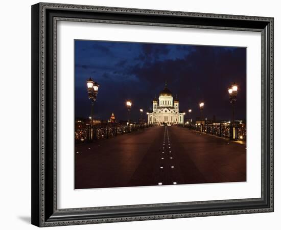 Moscow, Panorama, Christ the Savior Cathedral, by Night-Catharina Lux-Framed Photographic Print