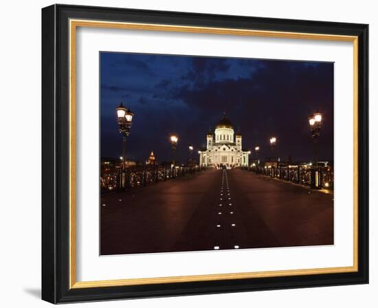 Moscow, Panorama, Christ the Savior Cathedral, by Night-Catharina Lux-Framed Photographic Print