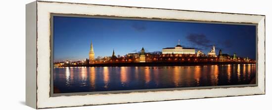 Moscow, Panorama, Kremlin, Kremlin Palace, in the Evening-Catharina Lux-Framed Premier Image Canvas