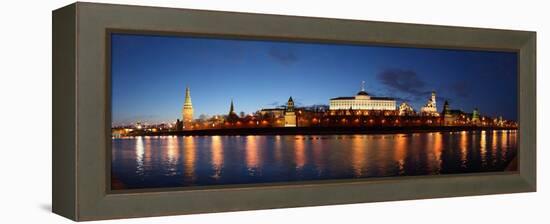 Moscow, Panorama, Kremlin, Kremlin Palace, in the Evening-Catharina Lux-Framed Premier Image Canvas