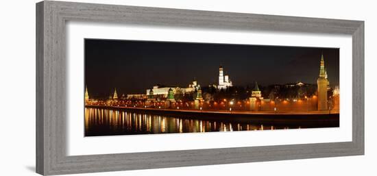 Moscow, Panorama, Kremlin, Moscow, at Night-Catharina Lux-Framed Photographic Print