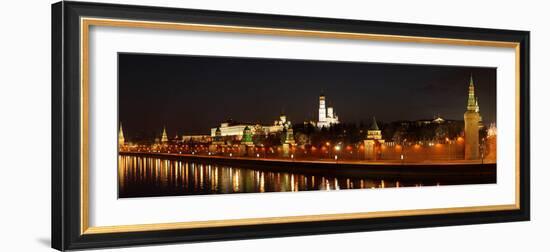 Moscow, Panorama, Kremlin, Moscow, at Night-Catharina Lux-Framed Photographic Print