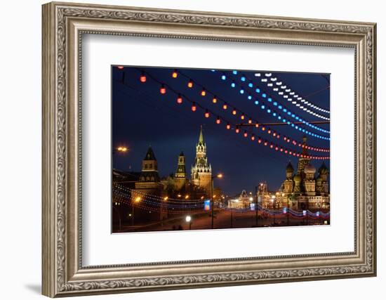 Moscow, Red Square, Kremlin, Saint Basil's Cathedral, Festive Illumination-Catharina Lux-Framed Photographic Print