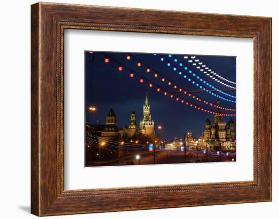 Moscow, Red Square, Kremlin, Saint Basil's Cathedral, Festive Illumination-Catharina Lux-Framed Photographic Print