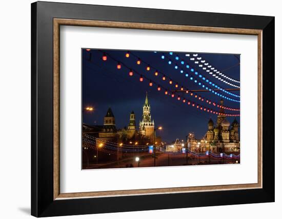 Moscow, Red Square, Kremlin, Saint Basil's Cathedral, Festive Illumination-Catharina Lux-Framed Photographic Print