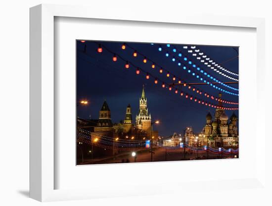 Moscow, Red Square, Kremlin, Saint Basil's Cathedral, Festive Illumination-Catharina Lux-Framed Photographic Print