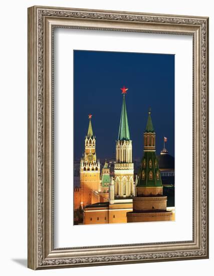 Moscow, Red Square, Kremlin Towers, at Night-Catharina Lux-Framed Photographic Print