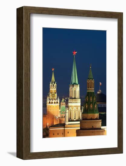 Moscow, Red Square, Kremlin Towers, at Night-Catharina Lux-Framed Photographic Print