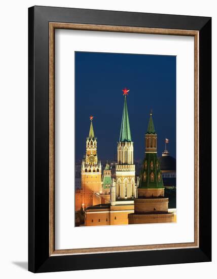 Moscow, Red Square, Kremlin Towers, at Night-Catharina Lux-Framed Photographic Print