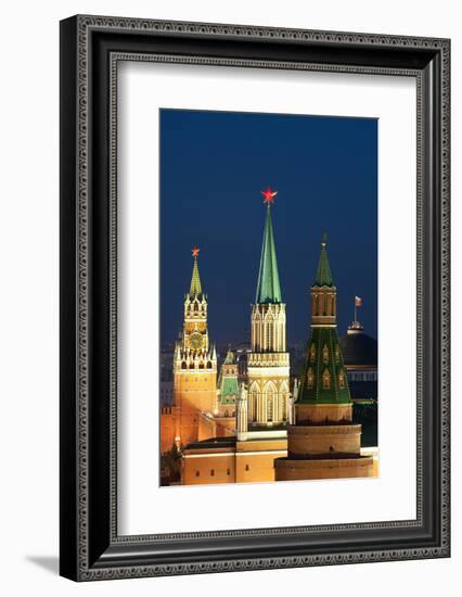 Moscow, Red Square, Kremlin Towers, at Night-Catharina Lux-Framed Photographic Print