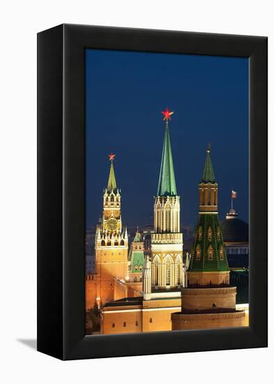 Moscow, Red Square, Kremlin Towers, at Night-Catharina Lux-Framed Premier Image Canvas