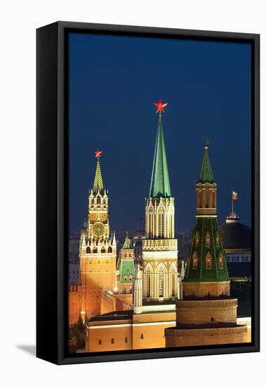 Moscow, Red Square, Kremlin Towers, at Night-Catharina Lux-Framed Premier Image Canvas