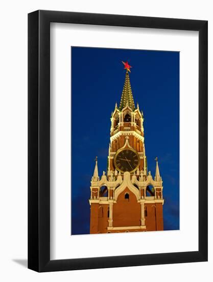 Moscow, Red Square, Redeemer Tower, at Night-Catharina Lux-Framed Photographic Print