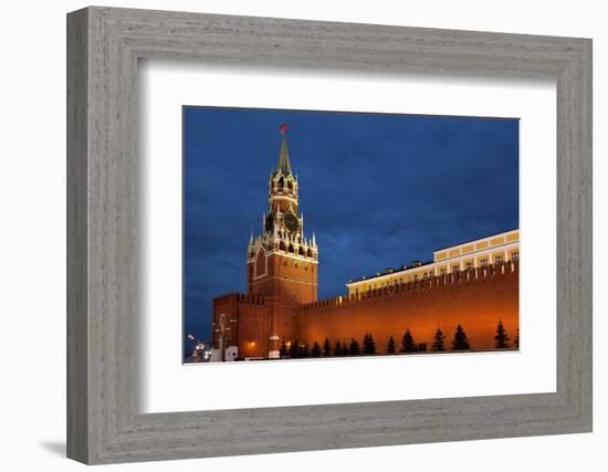 Moscow, Red Square, Redeemer Tower, at Night-Catharina Lux-Framed Photographic Print