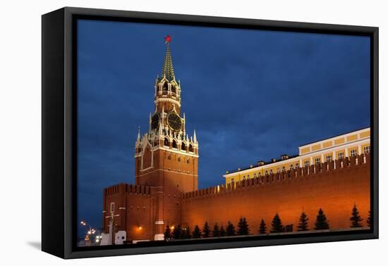 Moscow, Red Square, Redeemer Tower, at Night-Catharina Lux-Framed Premier Image Canvas